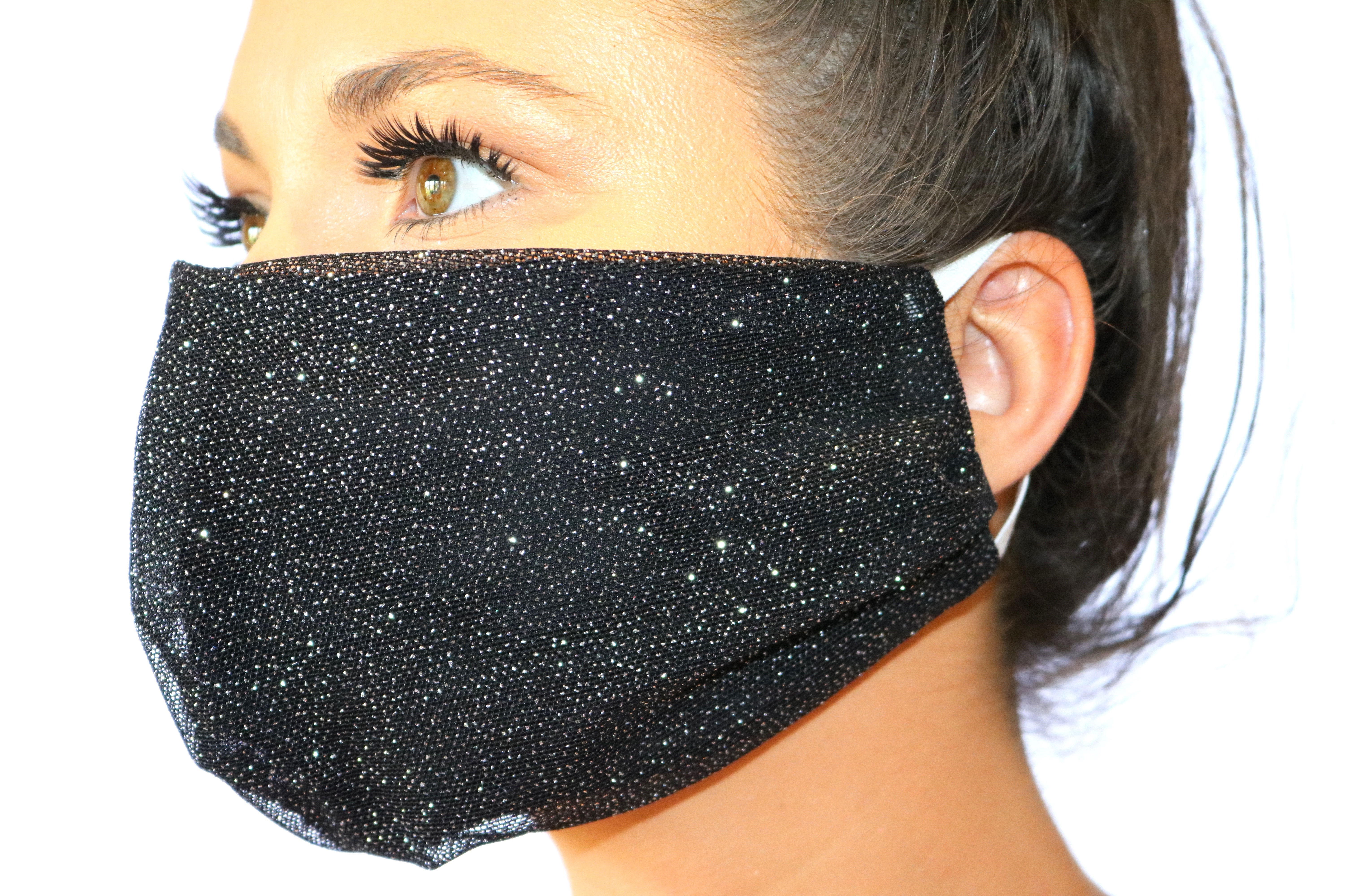 Black sparkle with black lining Face Mask