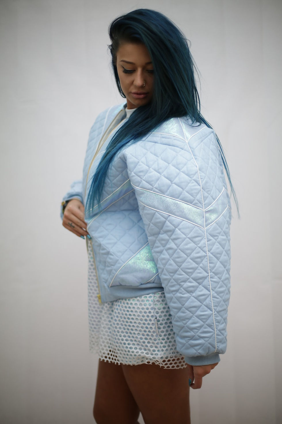 Thumbnail: All Baby blue bomber jacket