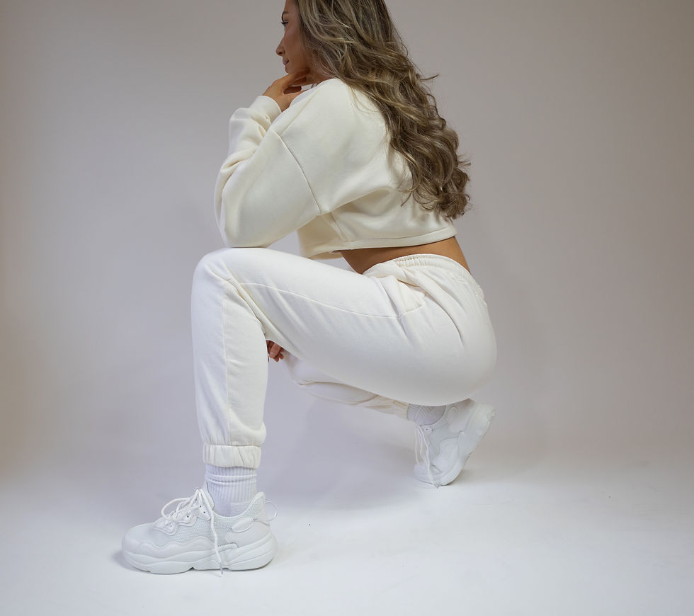 Cream Crop Sweatshirt Jumper Loungewear