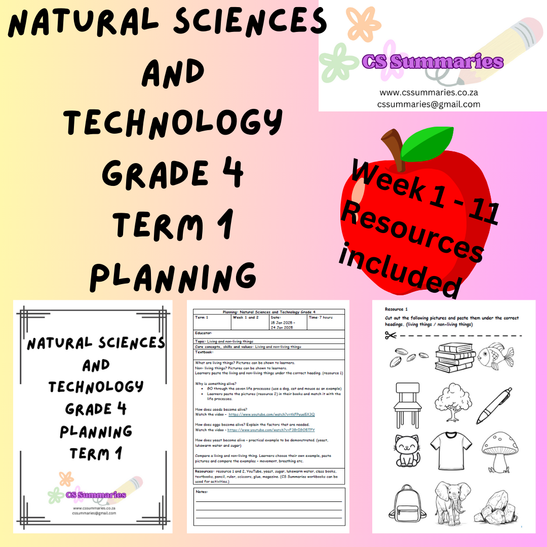 Natural Sciences and Technology Grade 4 Term 1 Planning