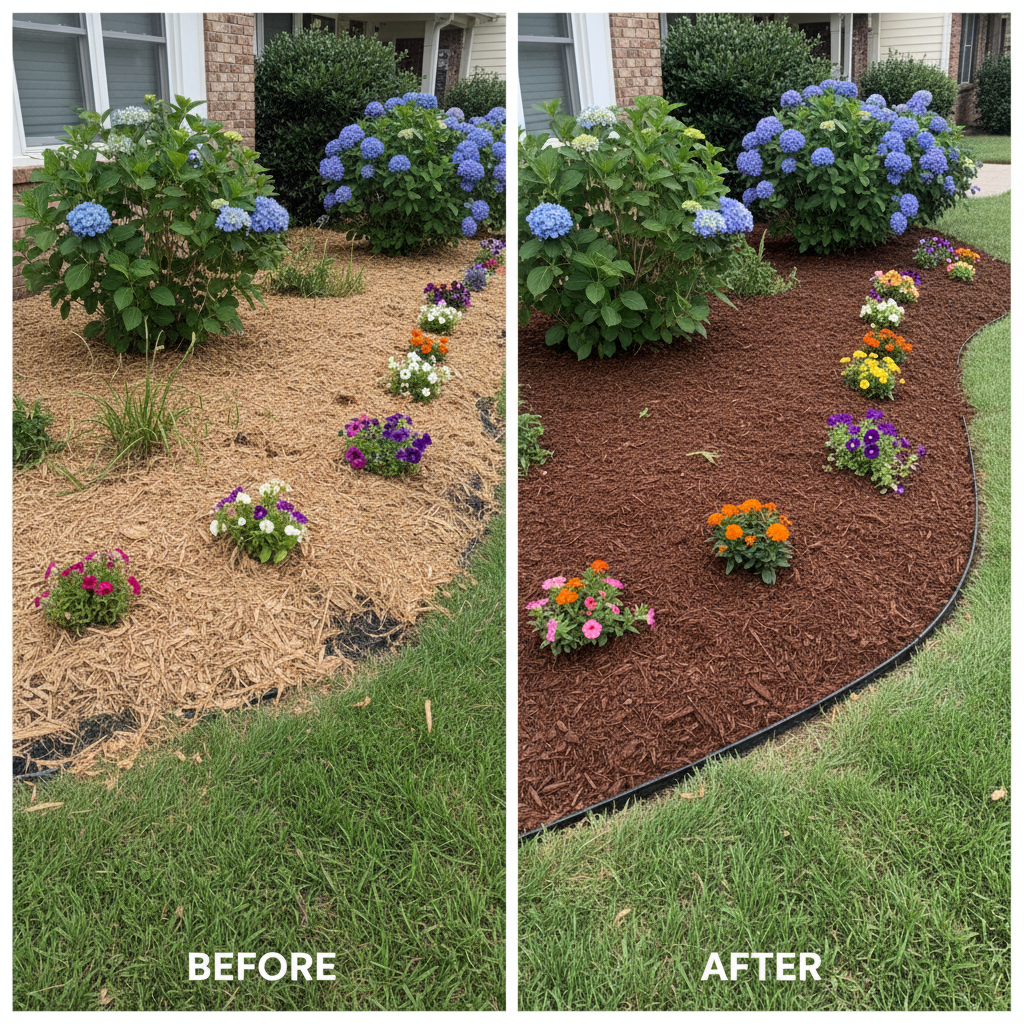Fresh mulch and rock installation in Lexington SC