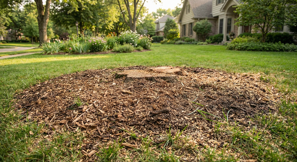 Excavator removing a large tree stump and root ball in Lexington SC