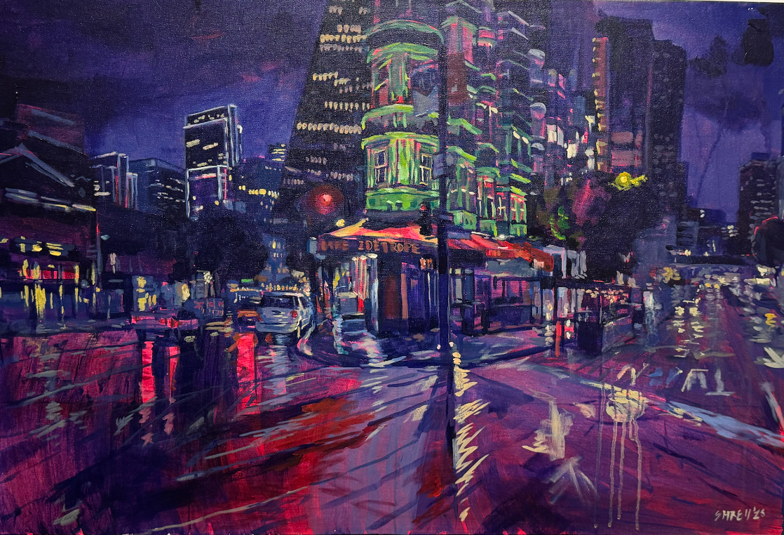 Night Looking South East (Columbus and Kearny)