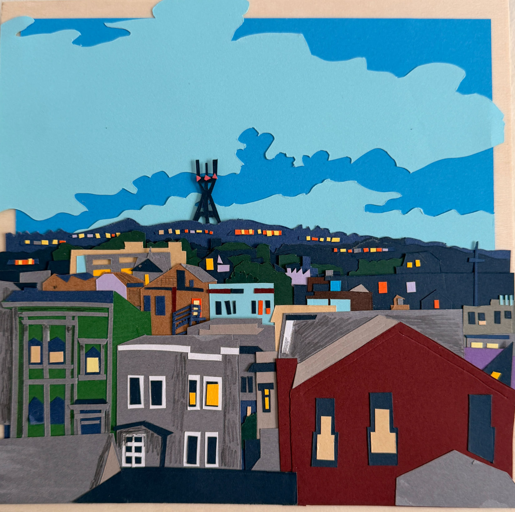 Daytime Looking West from Potrero Hill (Original Collage)