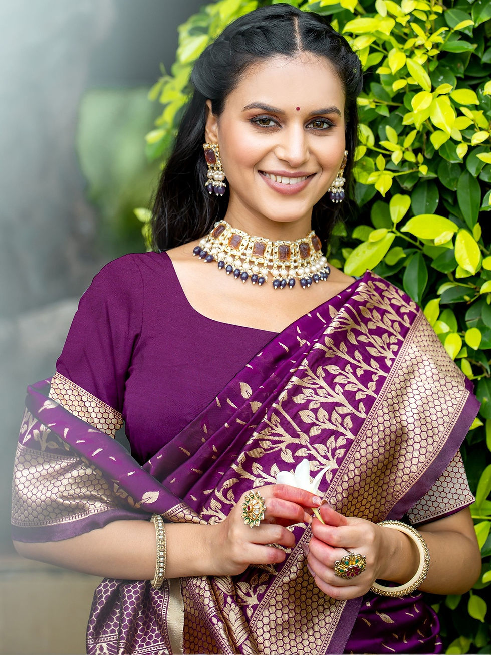Thumbnail: Woven Design Zari Art Silk Heavy Work Kanjeevaram Saree with Blouse
