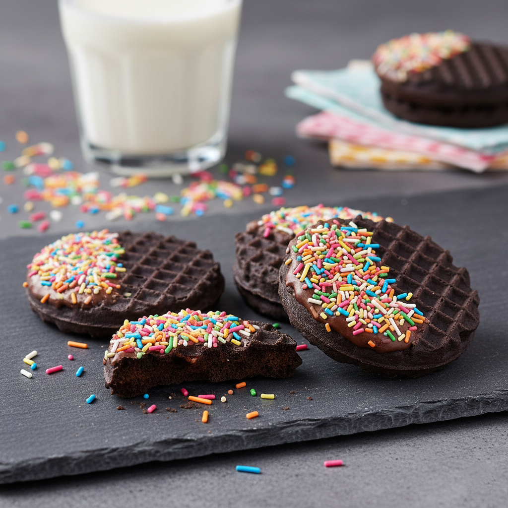 Premium Chocolate Sprinkles Dark Chocolate Waffles