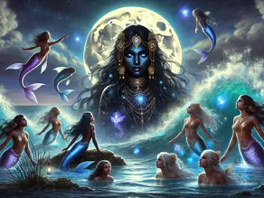 Mami Wata and Sister Sirens of the Sea frolick in the waves