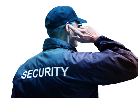 Agent de sécurité, habillé en bleu, casquette, lunette, homme, oreillette