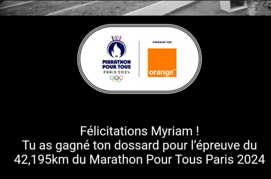 Texte du email indiquant un gagnant d'un dossard pour le marathon pour tous