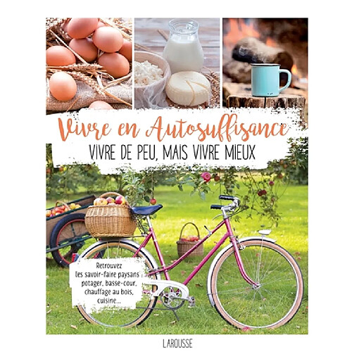 photo d'un verger avec vélo au premier plan et produits fermiers, oeufs, lait au dessus du titre