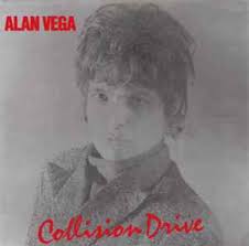 Portrait en noir et blanc sur pochette disque Collision Drive de Alan Vega