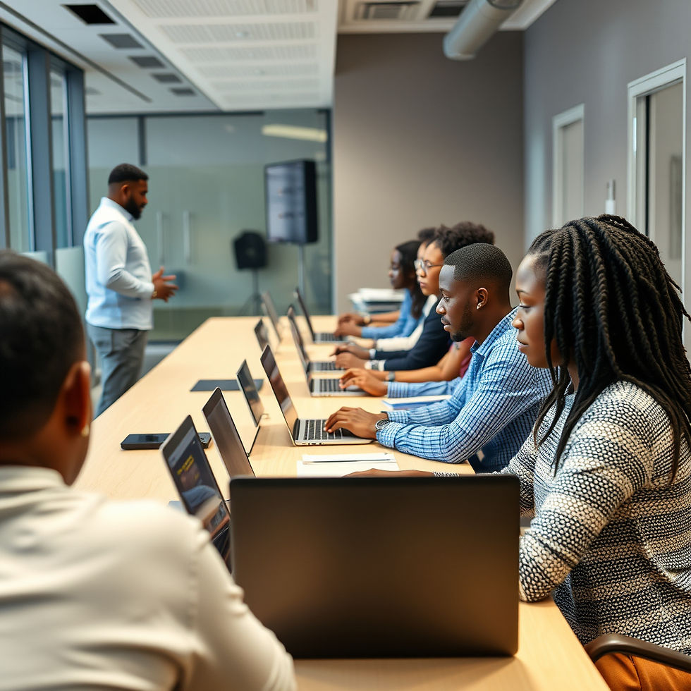 High angle view of a classroom with students using AI tools for learning