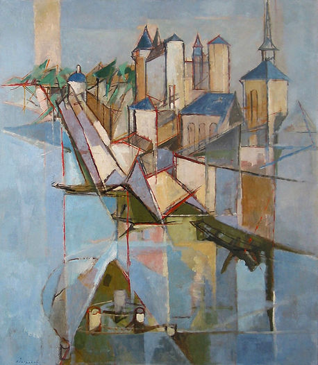 Le château de Saumur, vers 1957, huile sur toile, 100 x 81 cm (achat du FNAC auprès de l'artiste en 1957, en dépôt à l’ambassade de Tokyo, puis à la représentation permanente de la France auprès de l'OTAN à Bruxelles depuis le 16/12/1999, inventaire FNAC 25715)