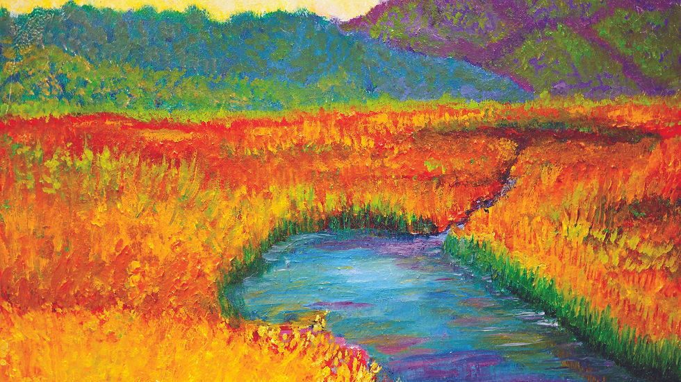 Rossi Kelton 'Sunny Marsh' (2017) Oil on canvas, https://www.rossikeltonfineartgallery.com/product-page/sunny-marsh-11-x-14-inches