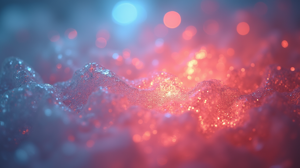 Close-up view of a layered light art piece showing translucent textures and glowing colors