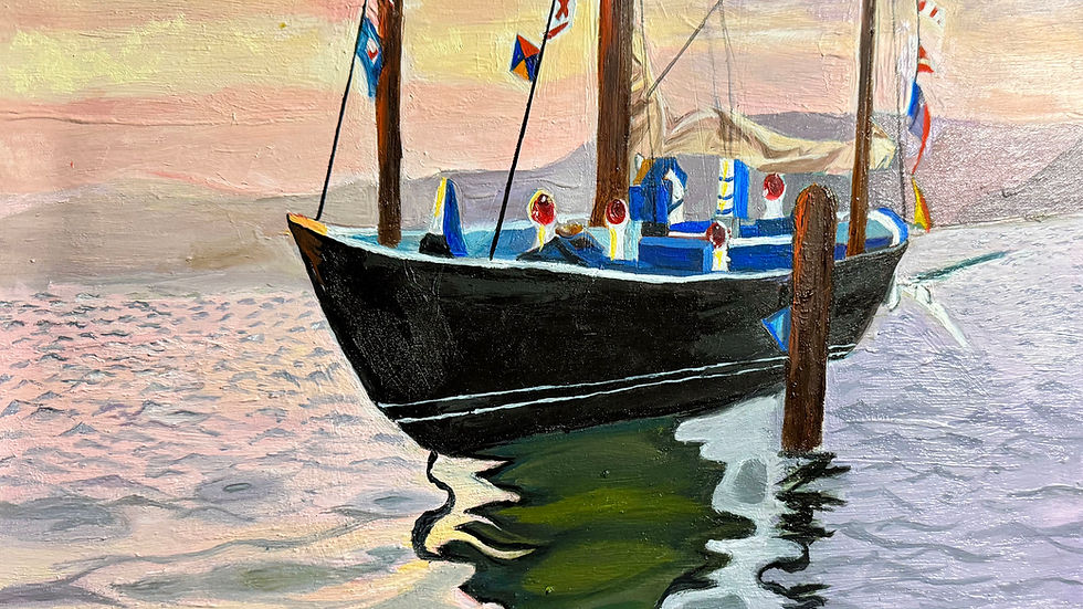 Rossi Kelton, 'Sailing Serenity' (2024) Oil on paper, https://www.rossikeltonfineartgallery.com/product-page/sailing-serenity-9-x-12-inches