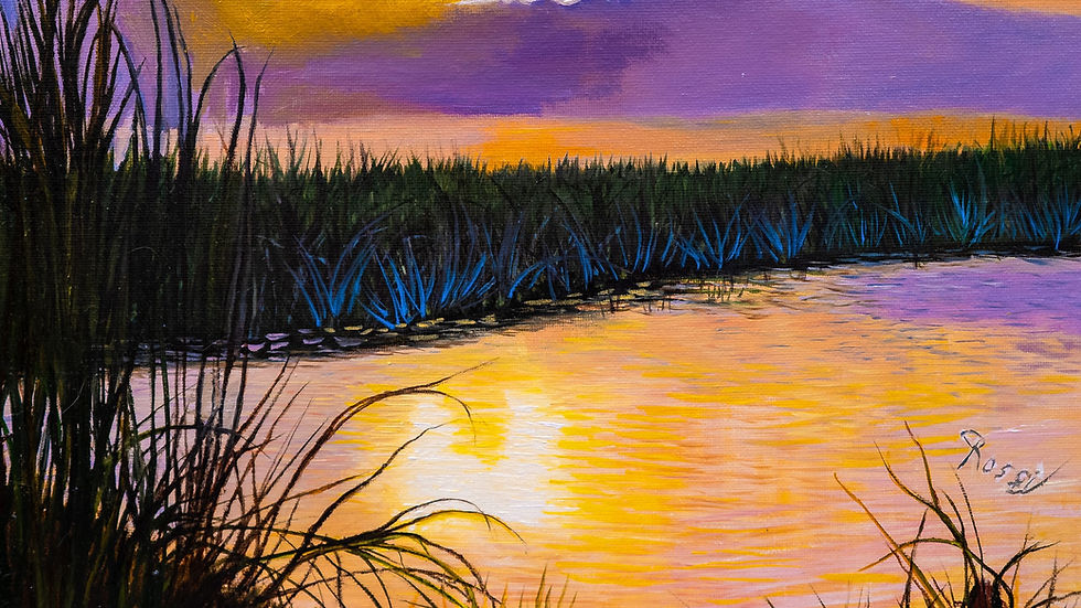 Rossi Kelton 'Marsh Sunset' (2024) Oil on canvas, https://www.rossikeltonfineartgallery.com/product-page/marsh-sunset-11-x-14-inches