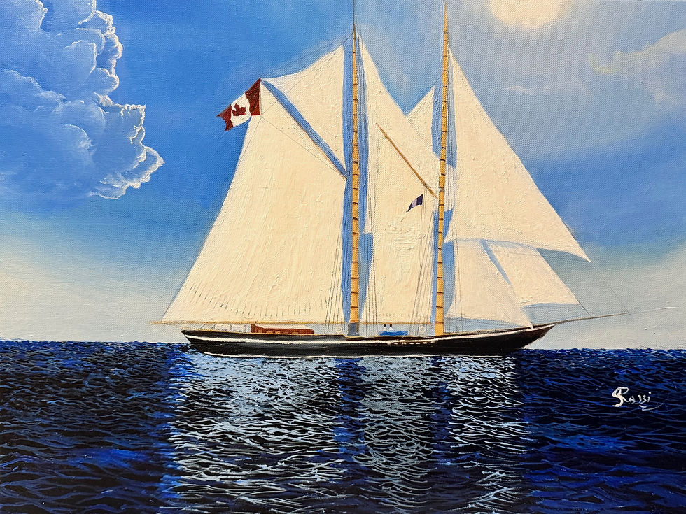 Bluenose II: Canadian Racing Schooner, 2012, 18 x 24 inches, oil on canvas by artist Rossi Kelton