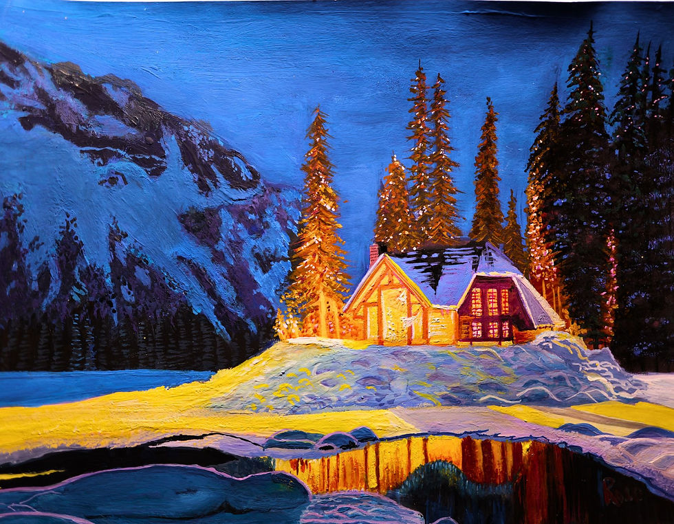 Rossi Kelton "Winter Glow" (2025) Gouache on paper, https://www.rossikeltonfineartgallery.com/product-page/winter-glow