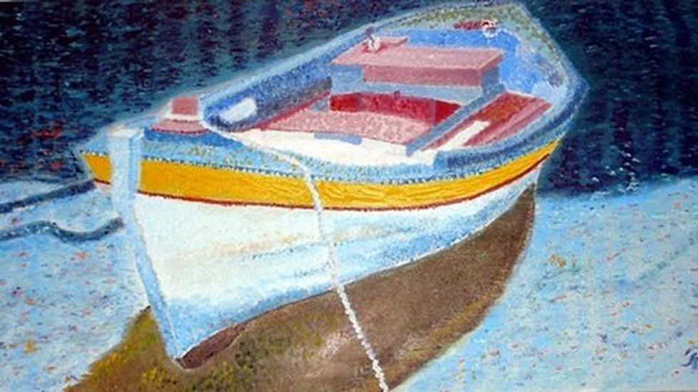 Rossi Kelton, 'Boat on a Dock' (2010) Oil on canvas, https://www.rossikeltonfineartgallery.com/product-page/boat-on-dock-12-x-24-inches