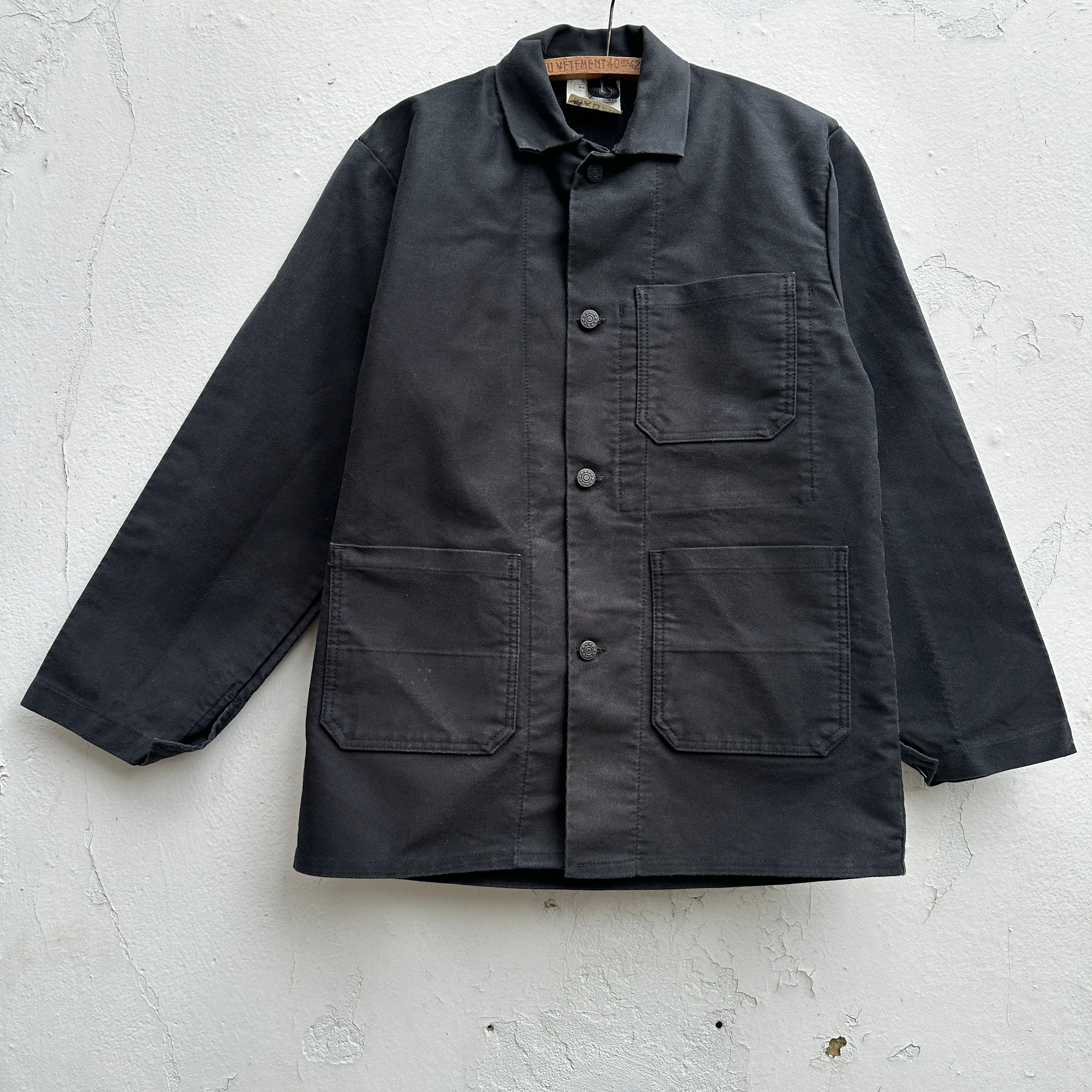 S/M 1980s Black Moleskine Jacket