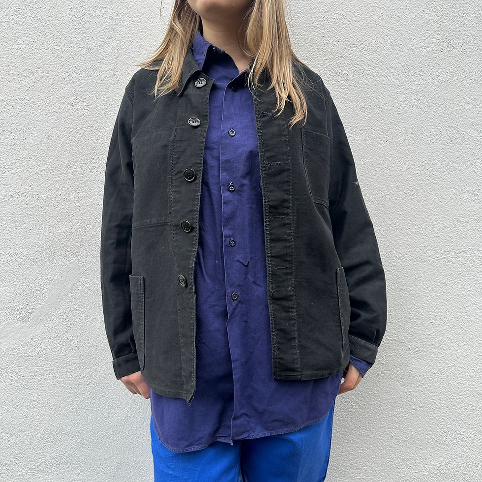 Thumbnail: Small Black 'Okok' Moleskine Jacket Medium