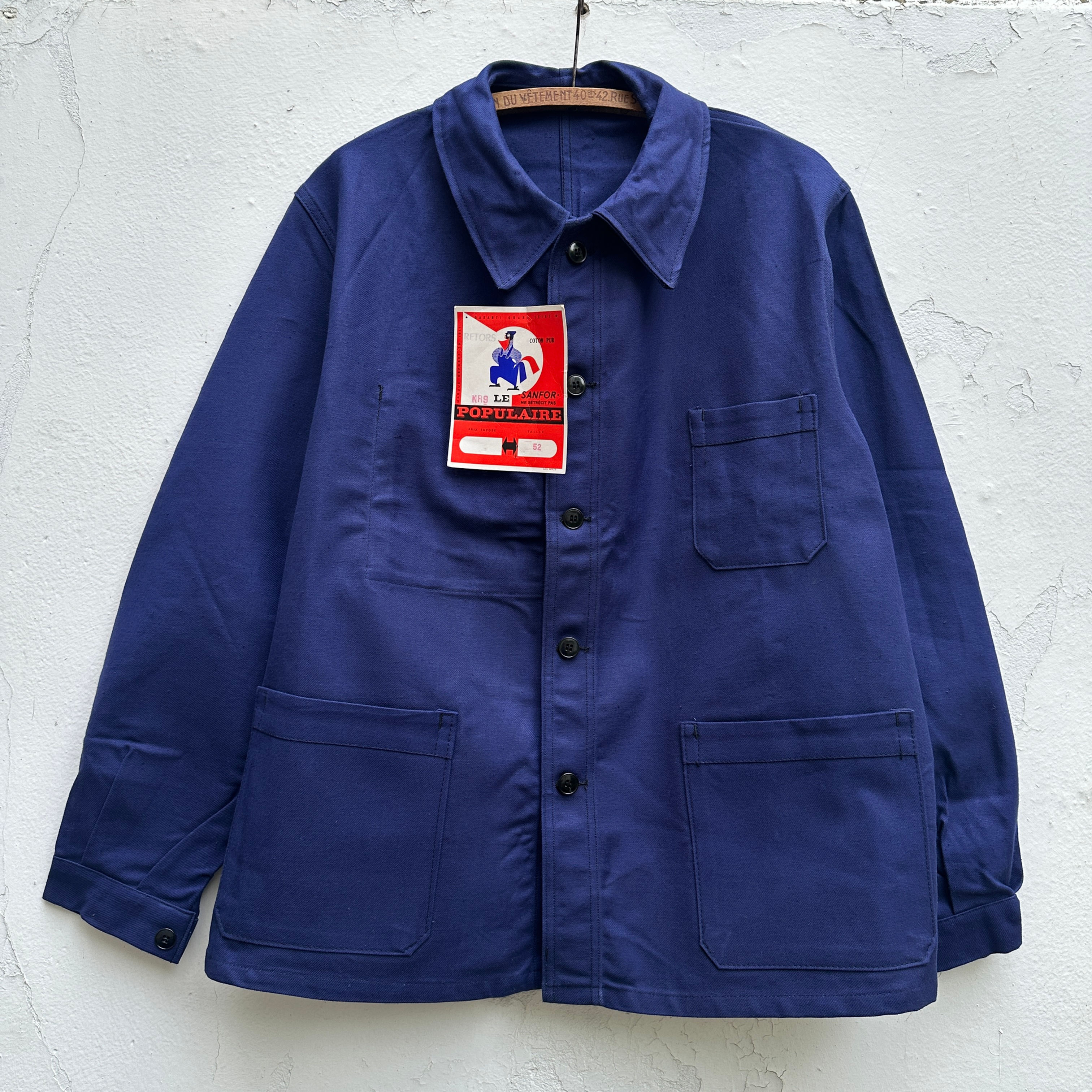 Large Le Populaire 1950s Dark Blue Chore Jacket
