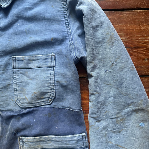 Small Koneco Faded Distressed Moleskine Jacket | frenchworkwear