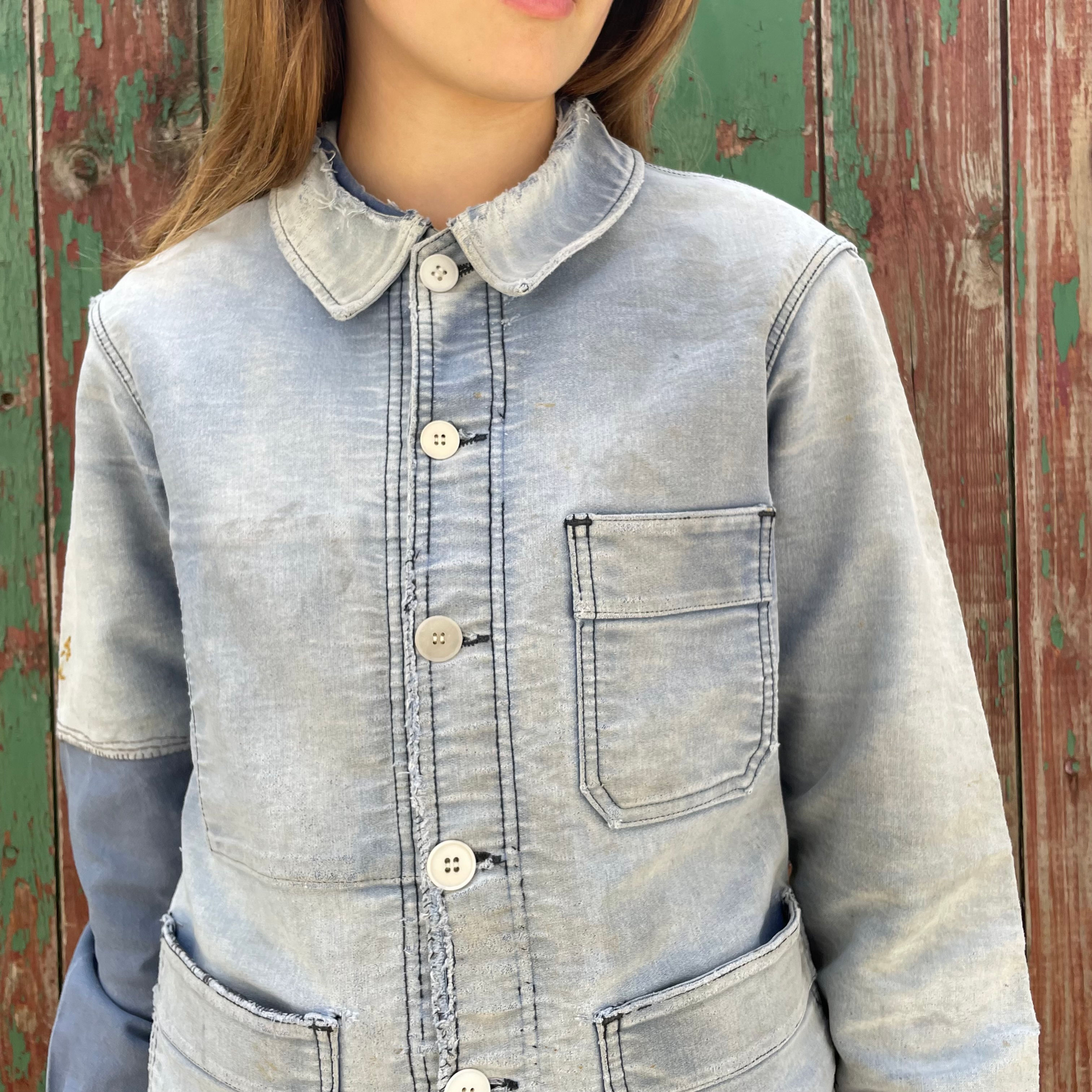 XS Distressed Patched Moleskine Mont St Michel Jacket S/XS