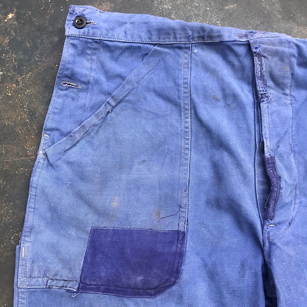 Thumbnail: Faded Mended Moleskine Short Dungarees S/M