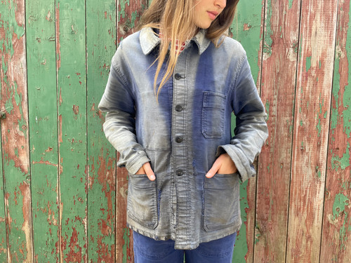 Le Mont St Michel Faded Moleskine Jacket S/M | frenchworkwear