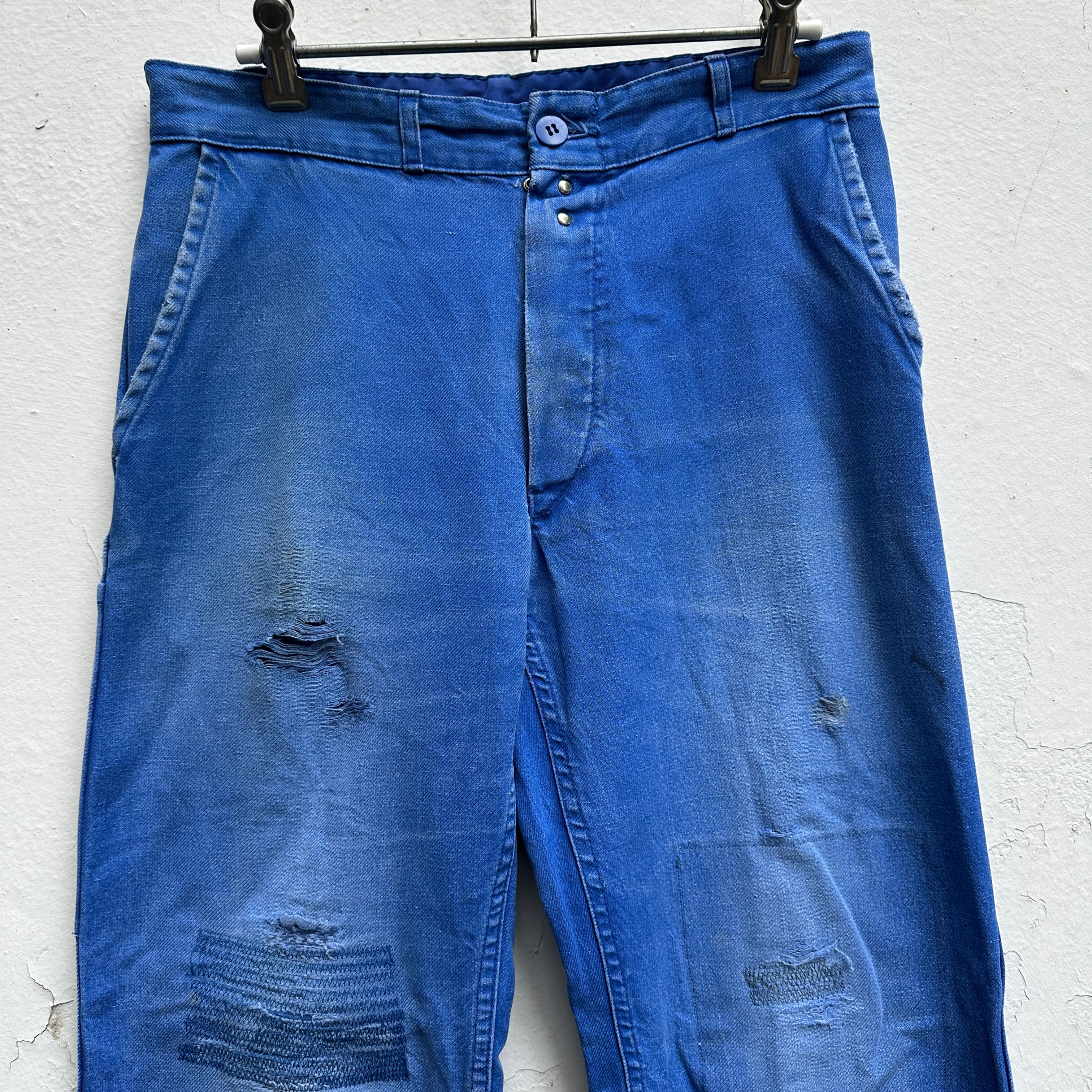 Distressed Bugatti Blue Trousers 33W 32L