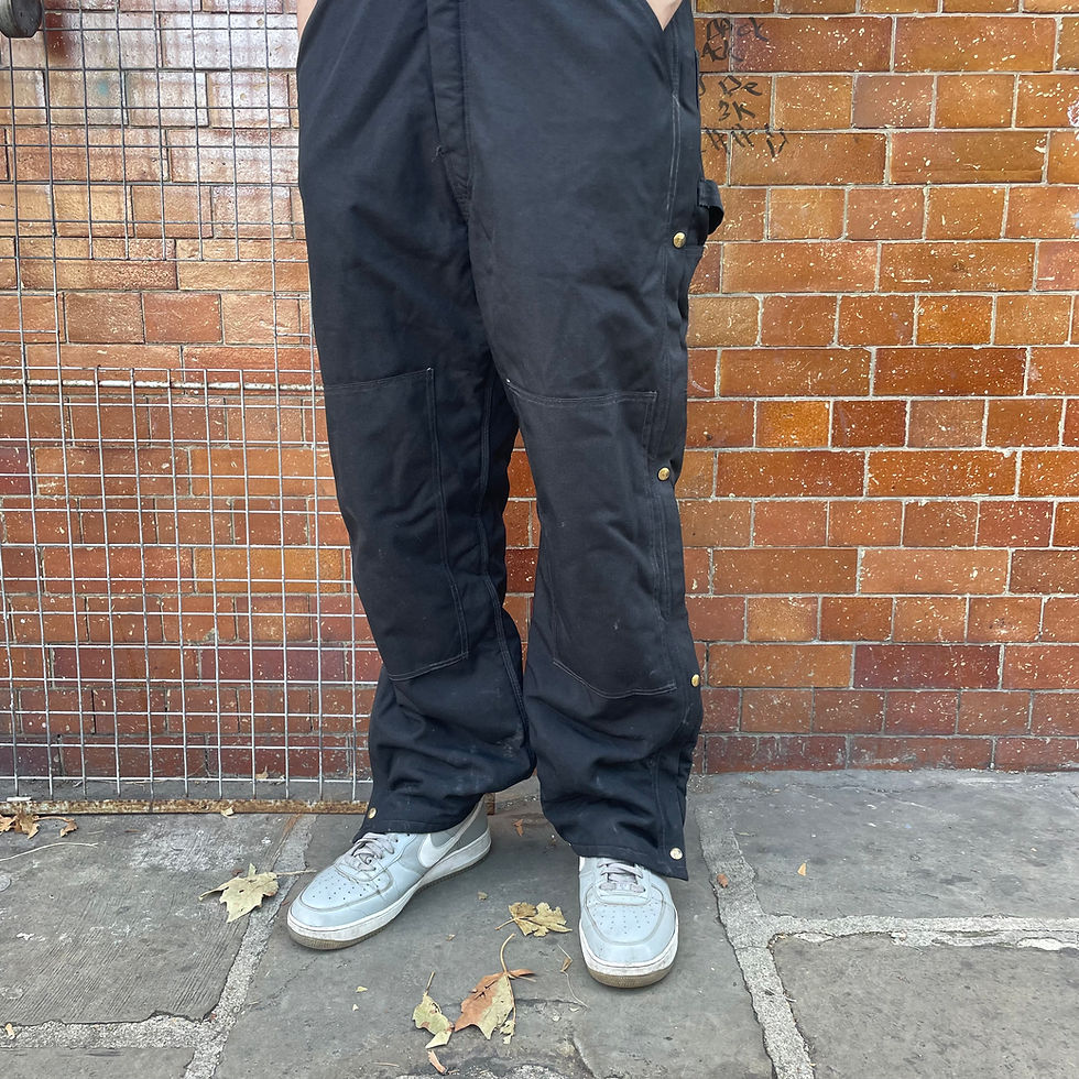 Thumbnail: Quilted Black Carhartt Dungarees Overalls 38 x 31.5