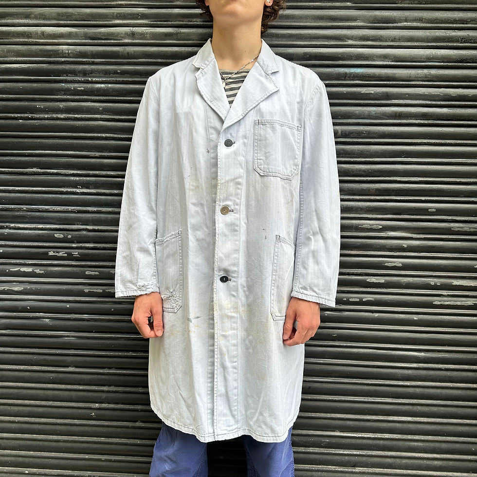 Thumbnail: Long Atelier Coat White Herringbone M/L