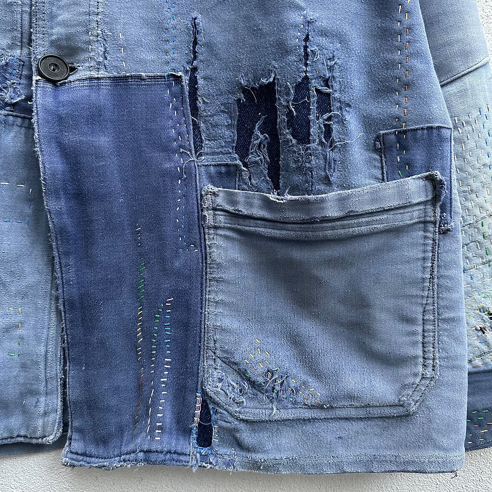 Thumbnail: Mended Patched Exceptional Moleskin Jacket S/M