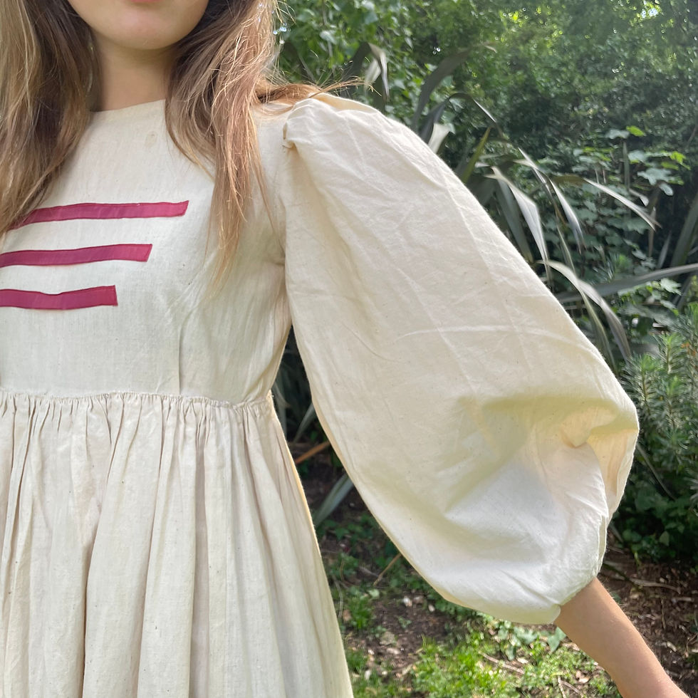 Thumbnail: Long Folk Linen Dress UK6/8