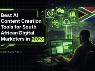 Digital marketer in South Africa using AI content creation tools and analytics dashboard