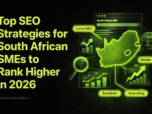 South African SME owner reviewing SEO performance and local search rankings on laptop