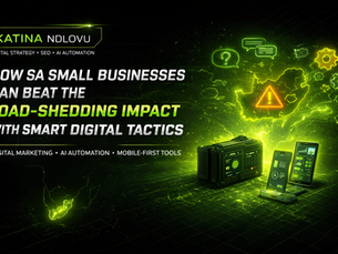 Small business owner in South Africa managing digital operations during load-shedding using backup power and mobile tools