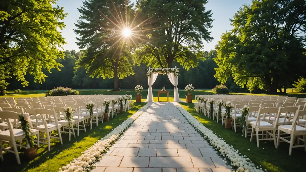 Eye-level view of a stunning wedding ceremony location under the sun