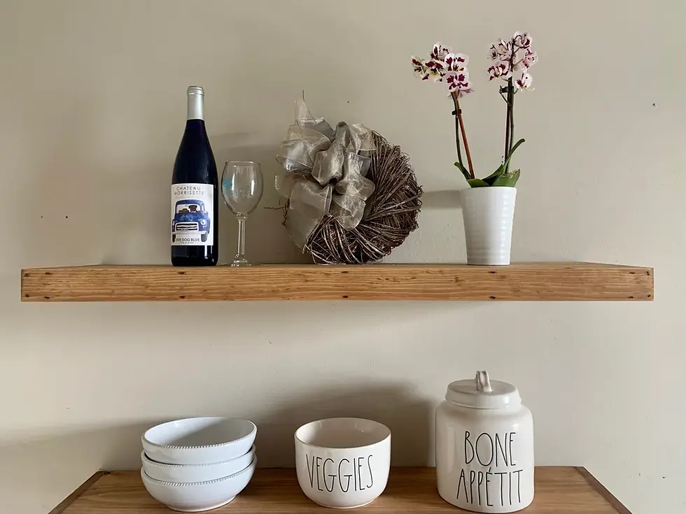 Thumbnail: Rustic Handmade Floating Wood Shelf – Solid Douglas Fir with Iron Pipe Brackets