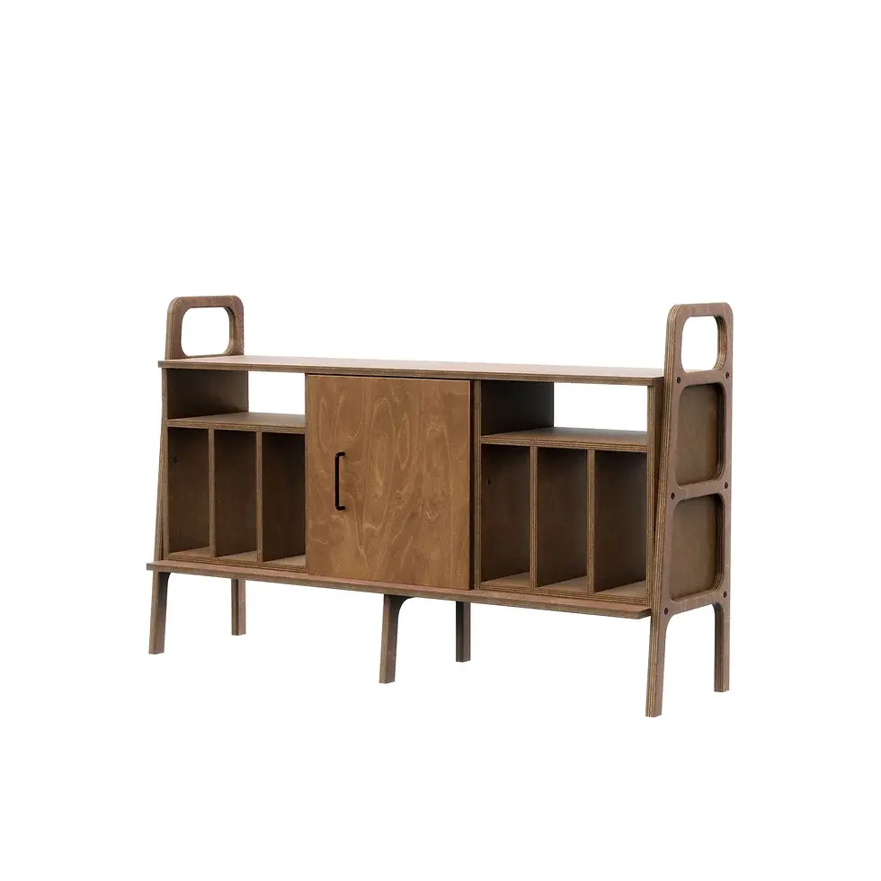 Thumbnail: Baltic Birch Record Player Stand: Mid-Century Modern Vinyl Storage