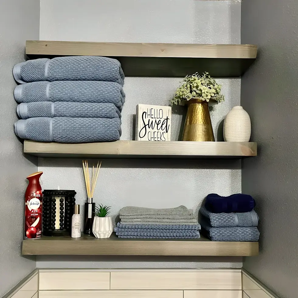 Thumbnail: Rustic Handmade Floating Shelf – Douglas Fir Wood with Iron Pipe Brackets, Farmh