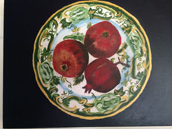 Three Pomegranates on a Mason's Ironstane Plate