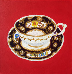 Violet Rockingham Cup and Saucer