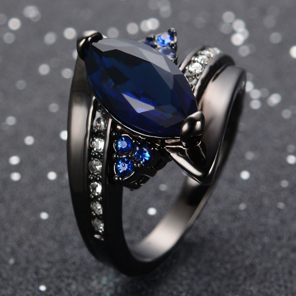 Sapphire Rare Luxury Black Rhodium Plated Rings