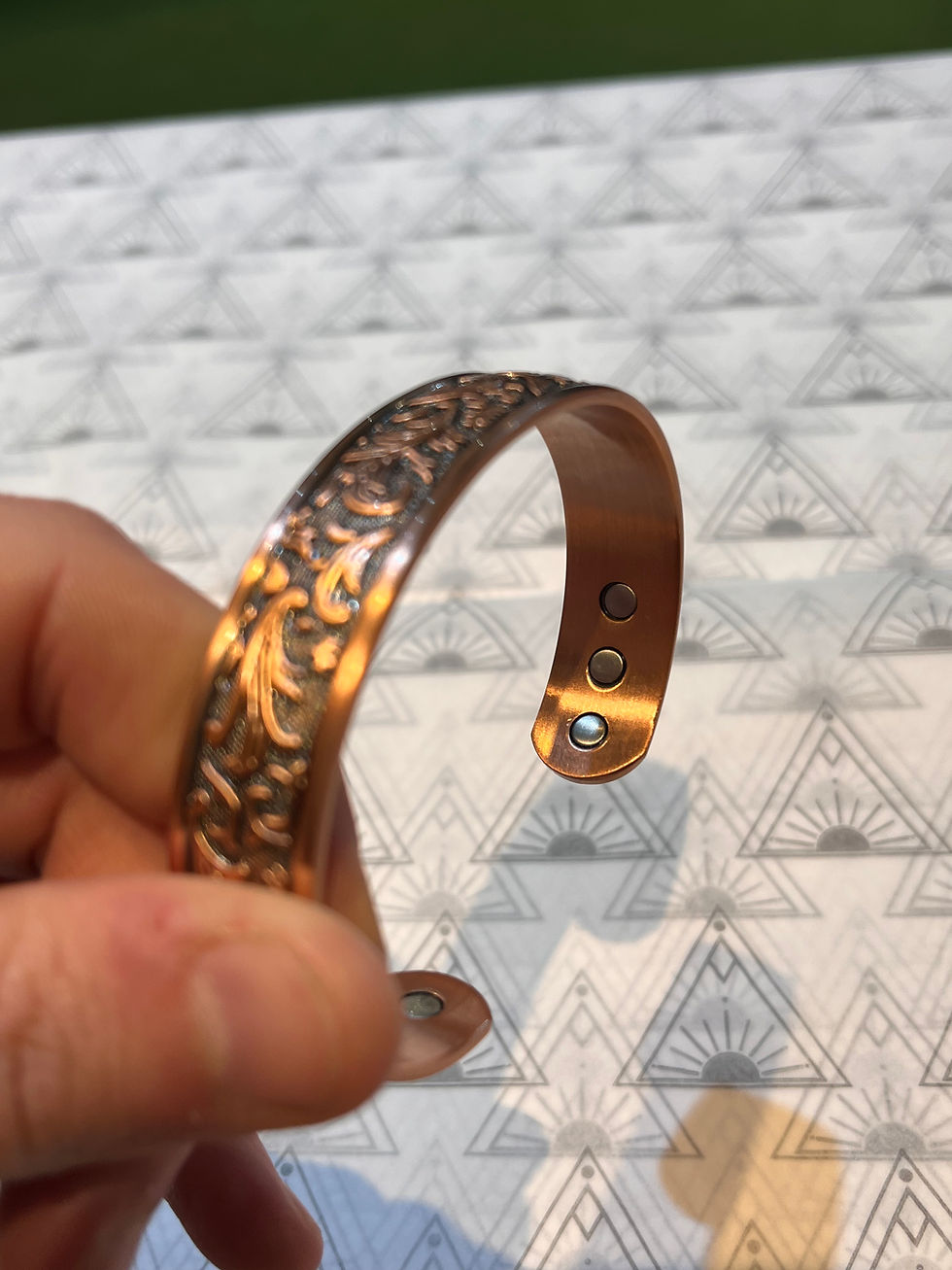 Thumbnail: High Quality Heavy Copper Bracelet with Magnets - Floral 