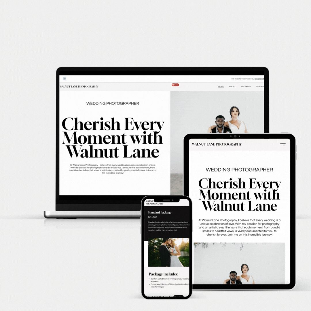 Walnut Lane Photography Wix Studio Website template