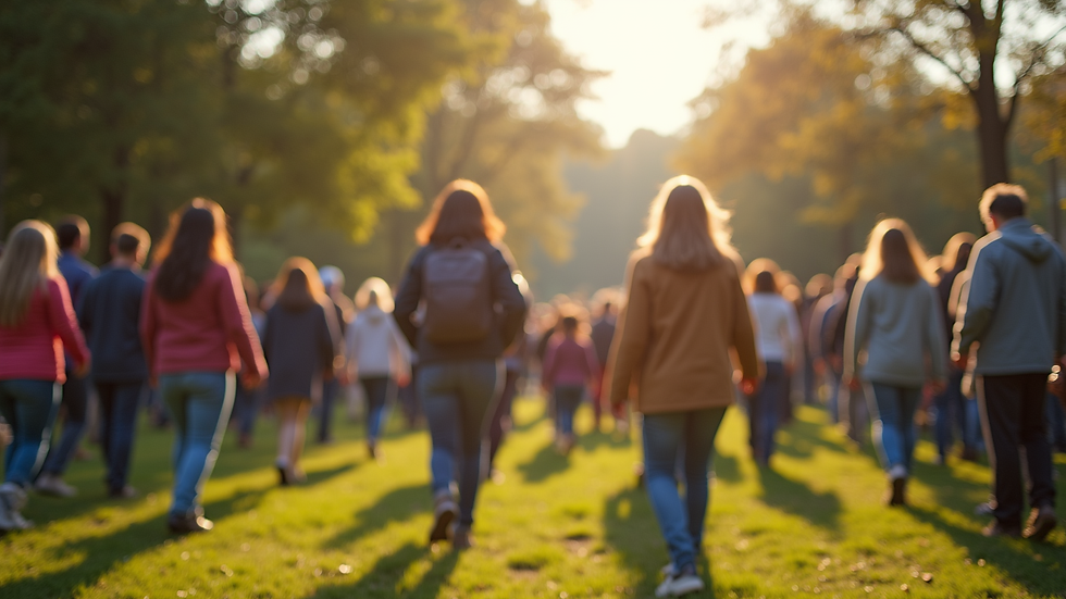 Eye-level view of a community gathering at a local park