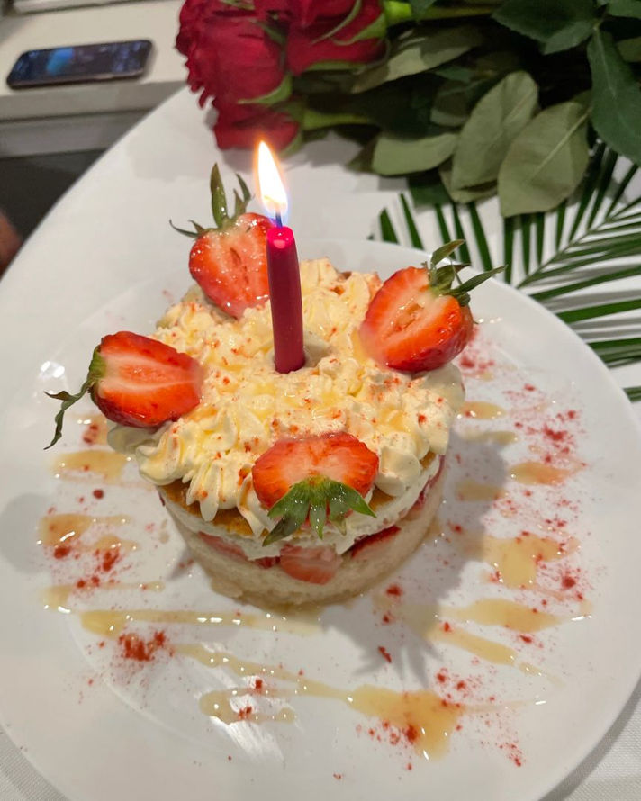 Strawberry shortcake on a white plate